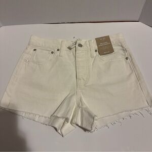 NWT Madewell White Relaxed Fit Mid-Rise Denim Shorts size 23